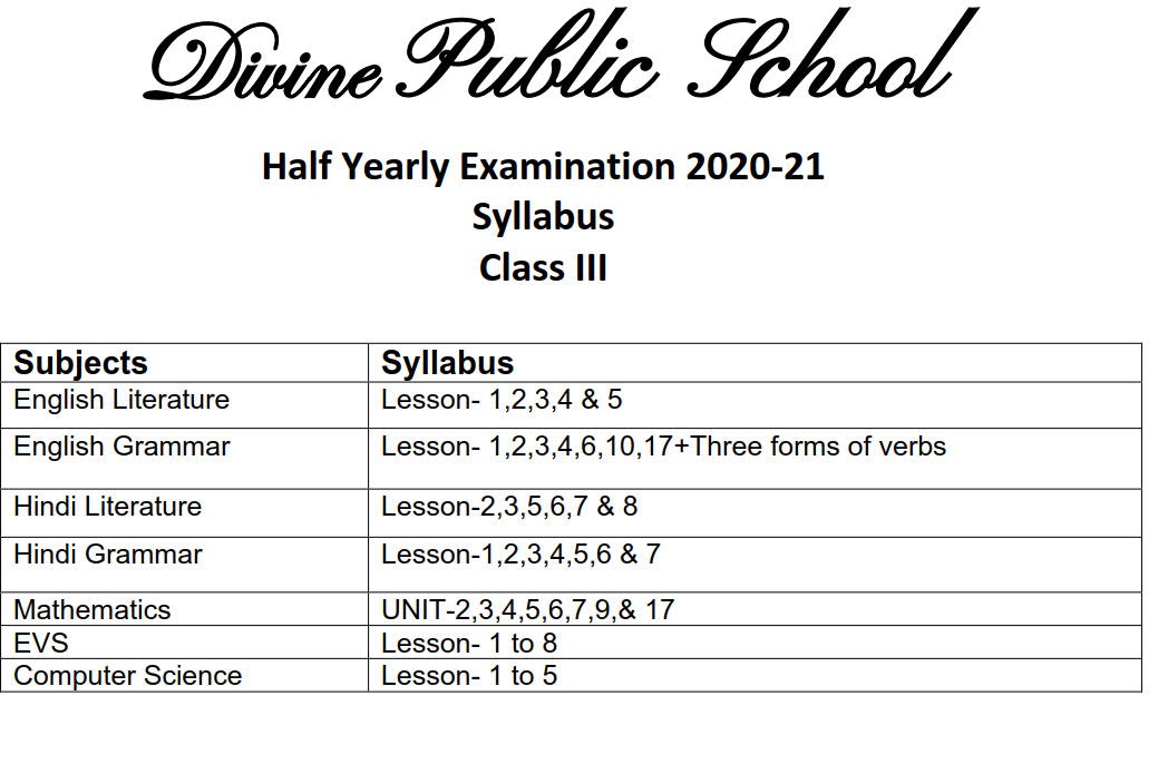 PT1 Portion (Divine Public School)